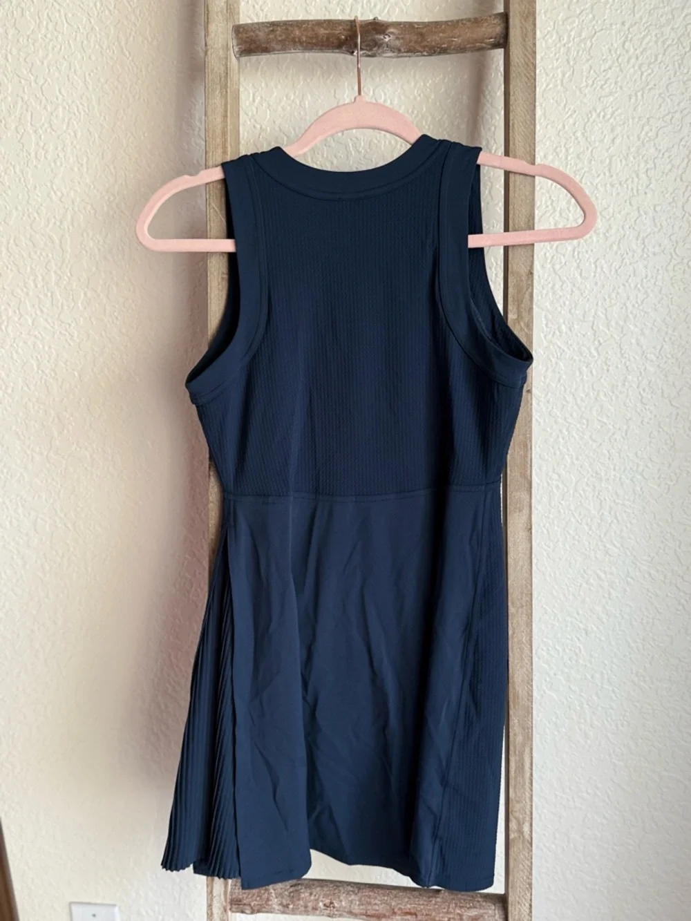 Grid-Texture Sleeveless Linerless Tennis Dress